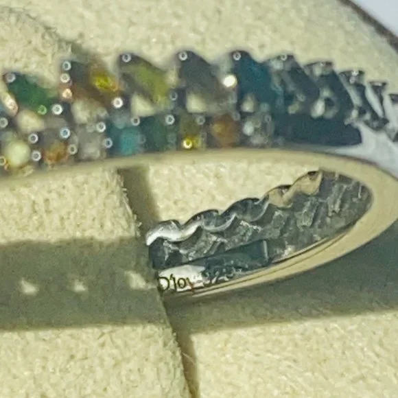 Natural Multi Diamond 0.25 ctw Stackable Band Ring Platinum Over Sterling Silver - Picture 3 of 7